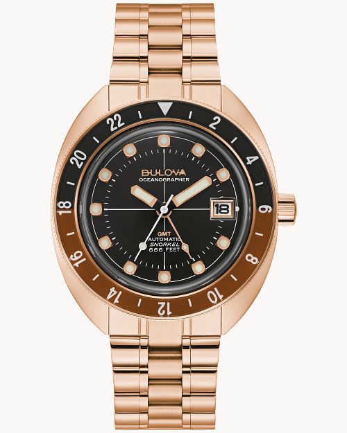Bulova gold top and black watch